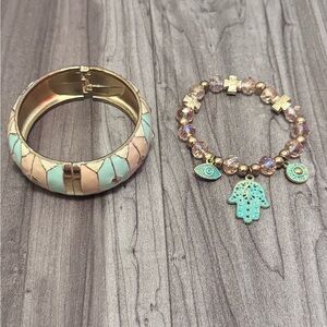 Gold and Turquoise Bracelet Set